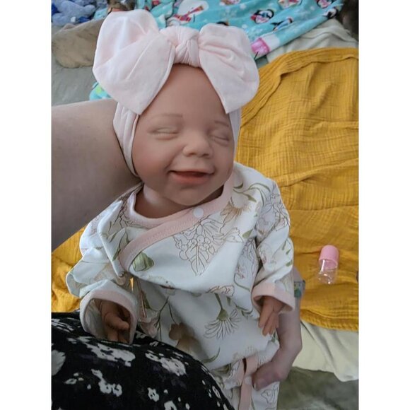 🆕17inch Realistic Full Body Silicone Close Eyes Newborn Mia-ivory White Girl - Picture 4 of 10